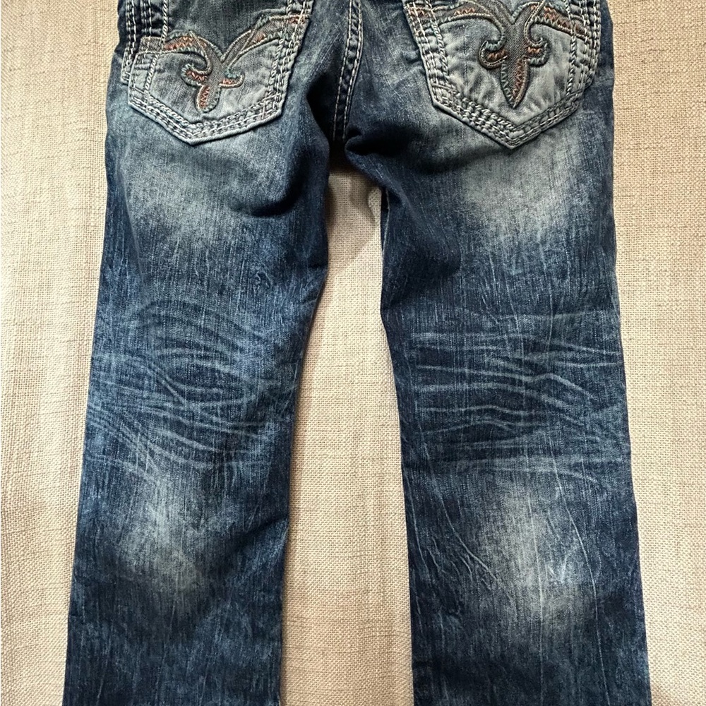 Rock Revival Men's Relaxed Blue Distressed Jeans - Picture 6 of 13